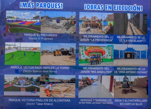 folleto publicitario de las obras del municipio Víctor Larco 2020